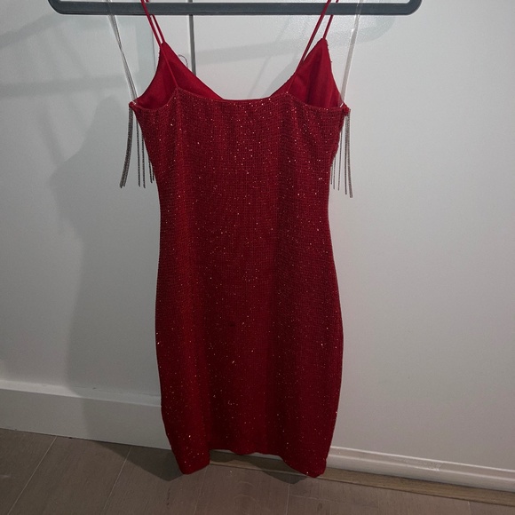 Red Shimmer Bodycon Dress - Picture 2 of 2